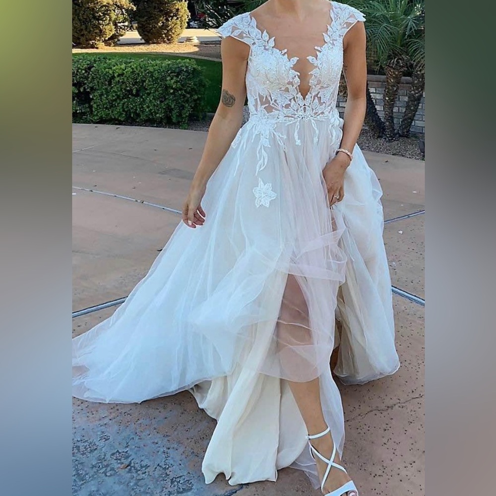 Wedding gown AND Cathedral veil